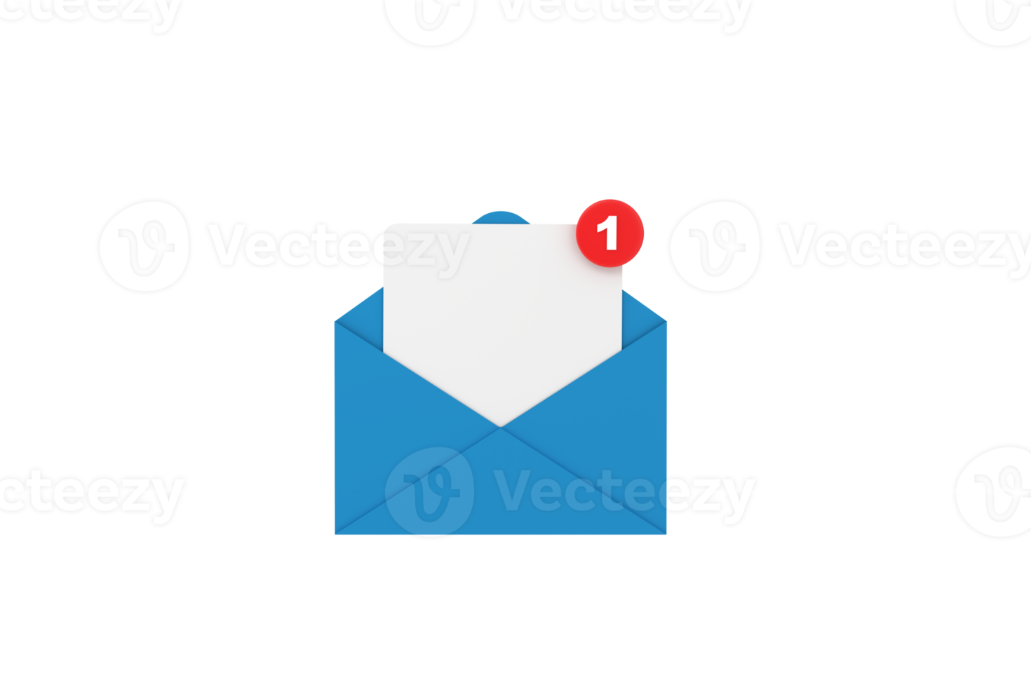 3d. Mail notification one new email message in the inbox concept isolated. png