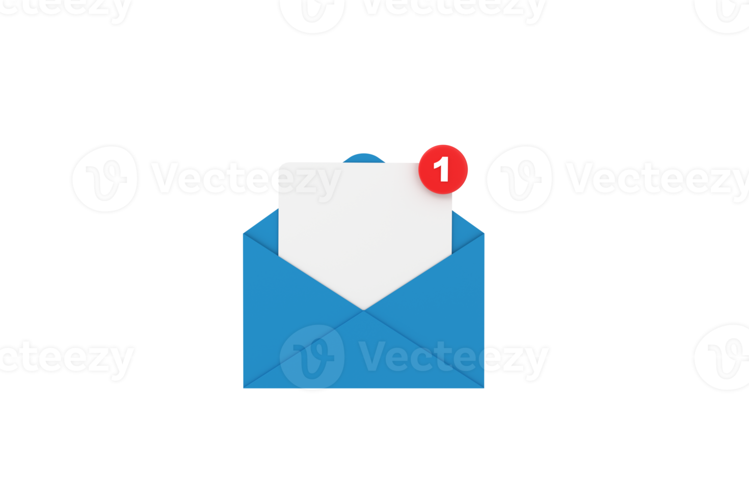 3d. notificación de correo un nuevo mensaje de correo electrónico en el concepto de bandeja de entrada aislado. png