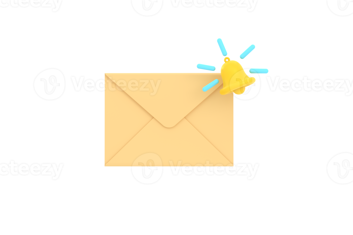 Enveloppe 3d avec notification de cloche. nouvelle icône d'avis de message électronique. png