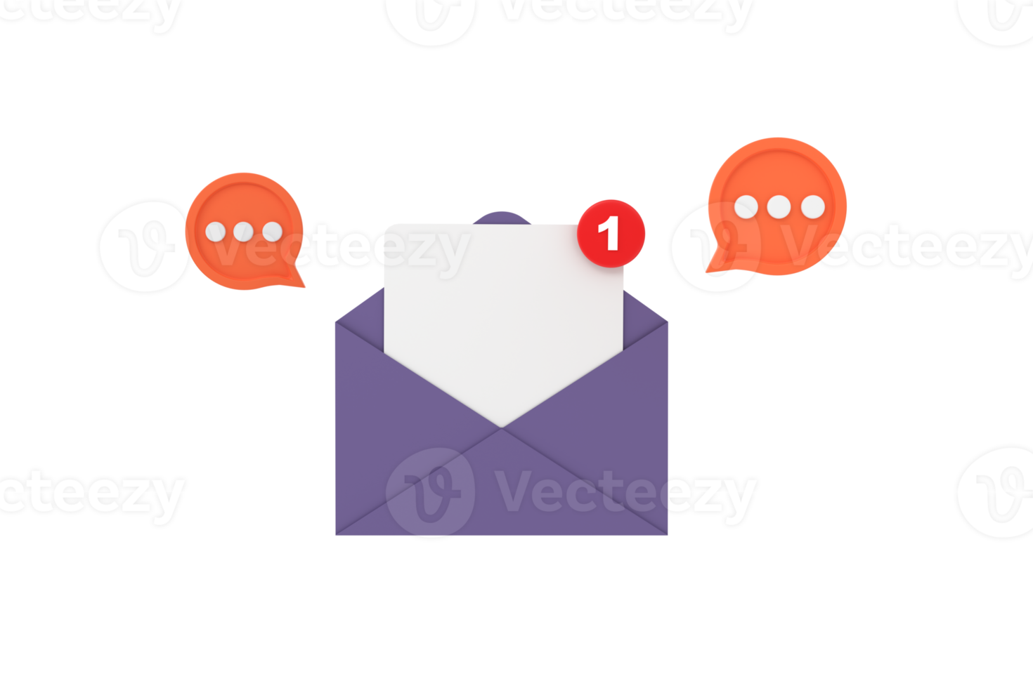 3D. Notification message document icon bubble symbol with social communication email reminder notice. png