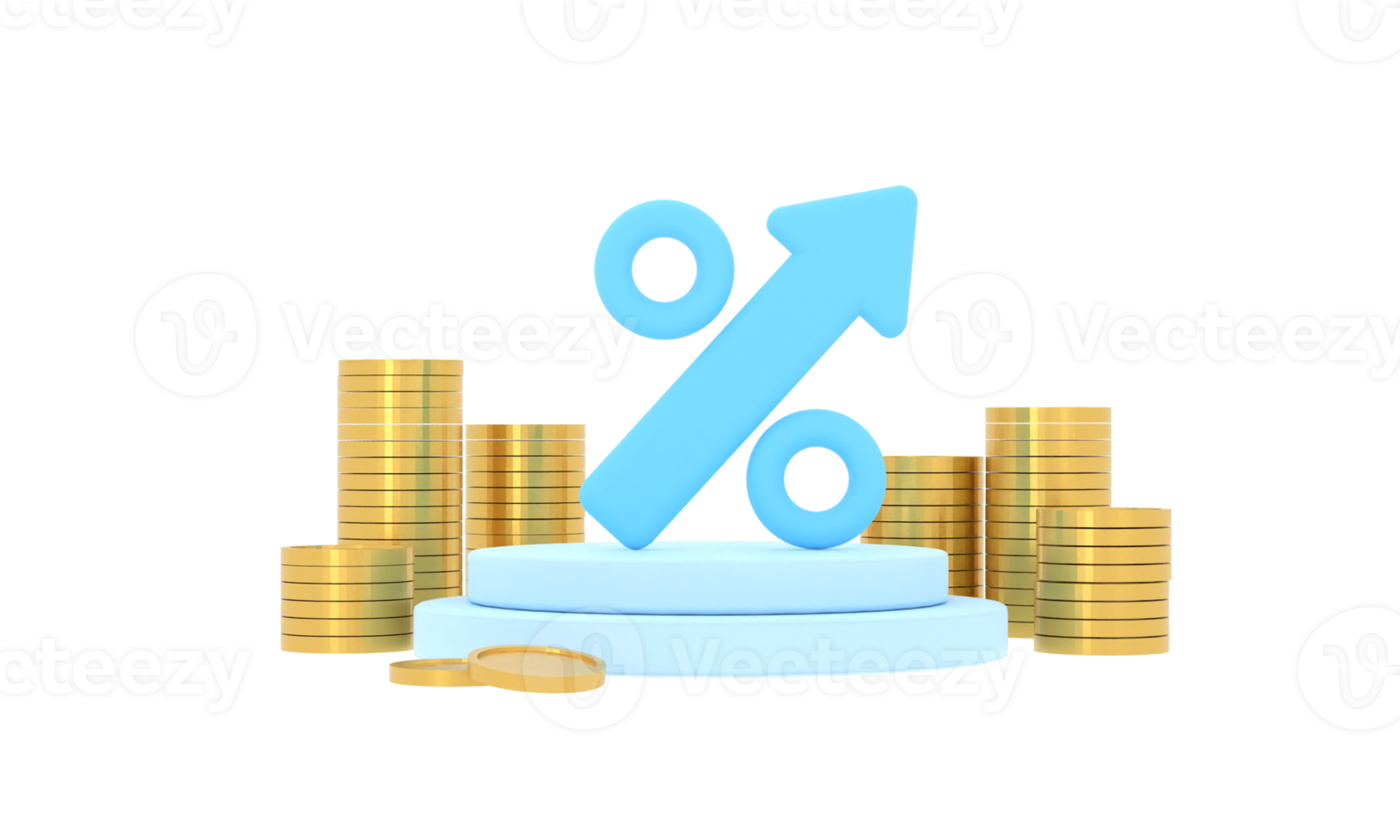 3D. Increasing arrow and stack of money as financial saving rising concept, financial concept and business png