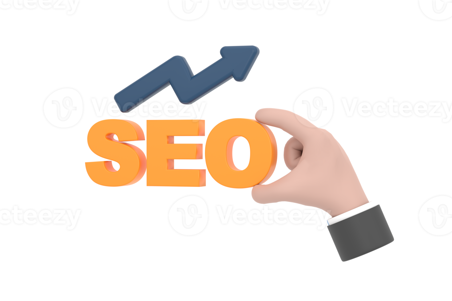 3D. Cartoon hand hold keyword SEO for Search Engine Optimization and internet marketing png