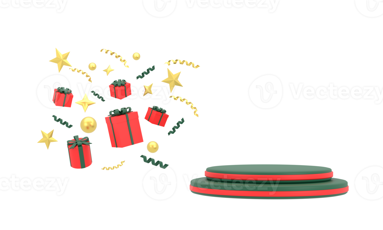 3D. mock up scene. geometry podium shape for show product display. stage pedestal or platform. winter christmas background. png