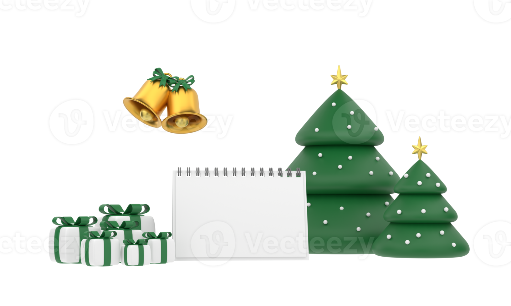 3d. nuovo anno calendario. allegro Natale e contento nuovo anno Natale albero e regalo png