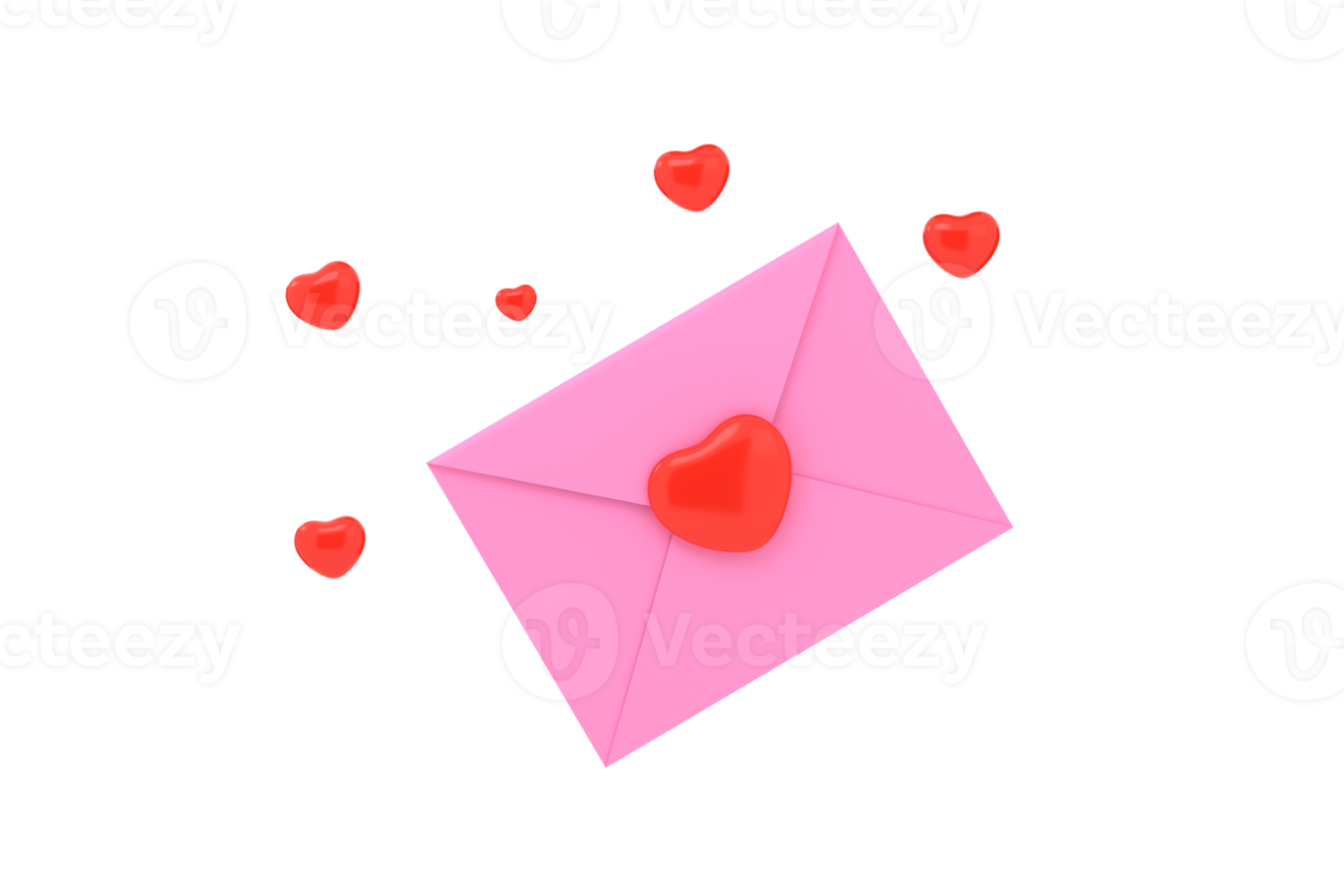 3D. Happy Valentine's Day, Valentine's day letter with hearts flying way, red heart balloons, love Inside concept. png