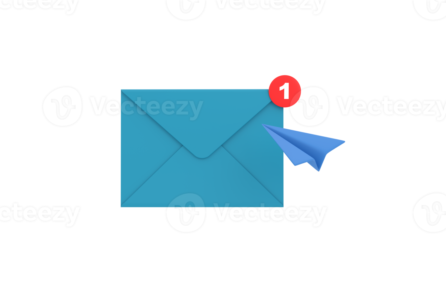 3d. mail envelope icon with paper plane isolated. png