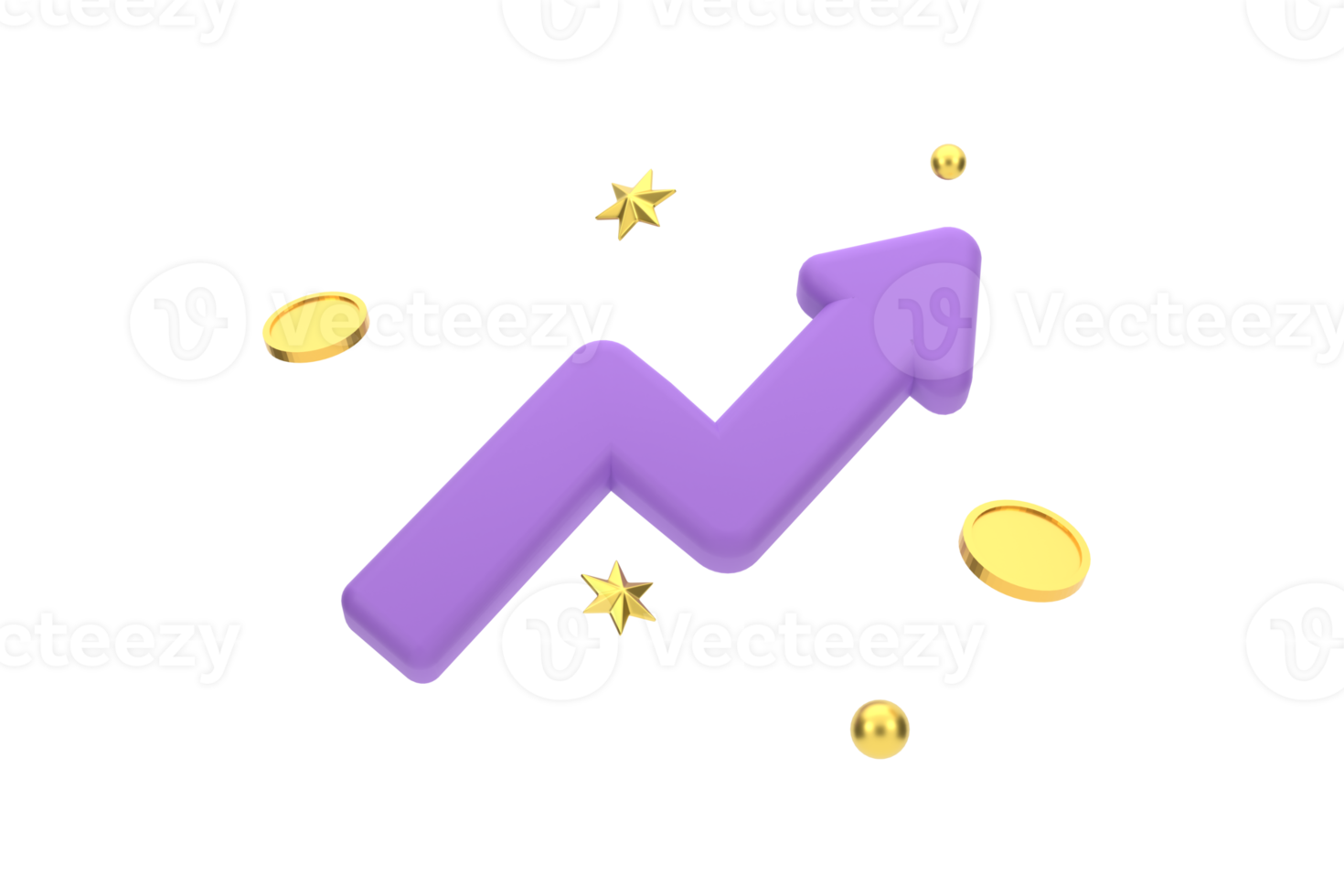 3d. gráfico de estoque de crescimento com moedas e estrela, ícone de investimento png