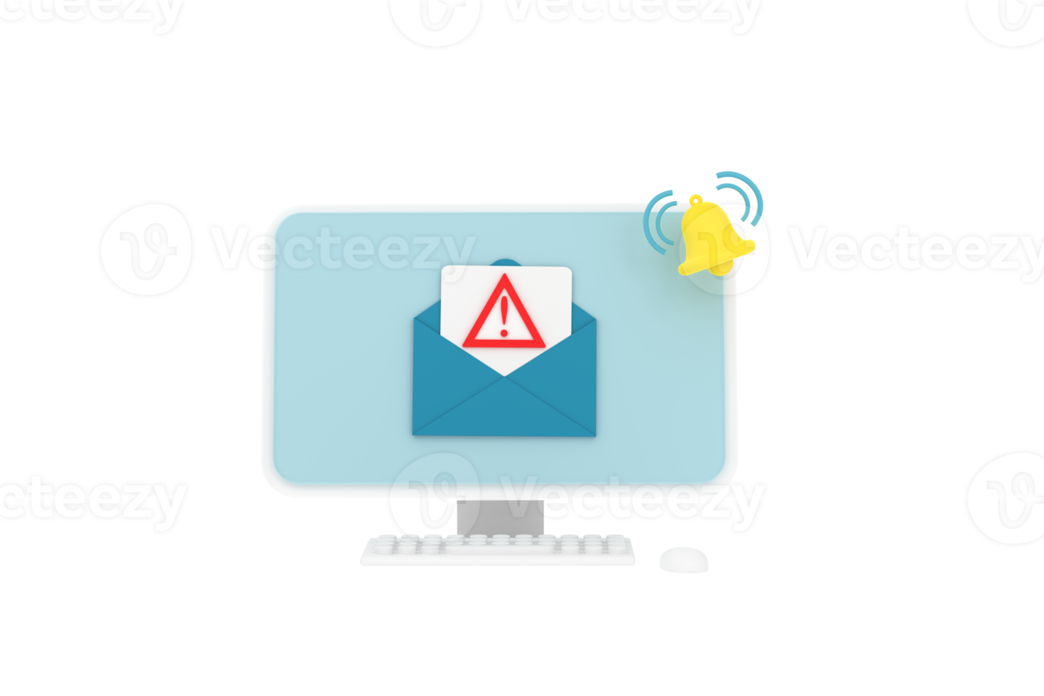 3D. Alert message laptop notification. Danger error alerts, laptop virus problem or insecure messaging spam problems notifications. png