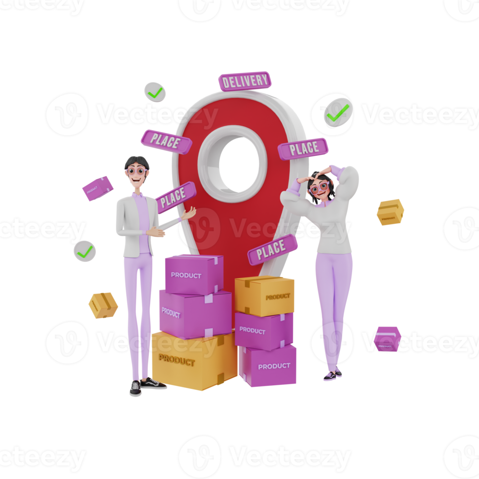 3d render marketing team illustration png
