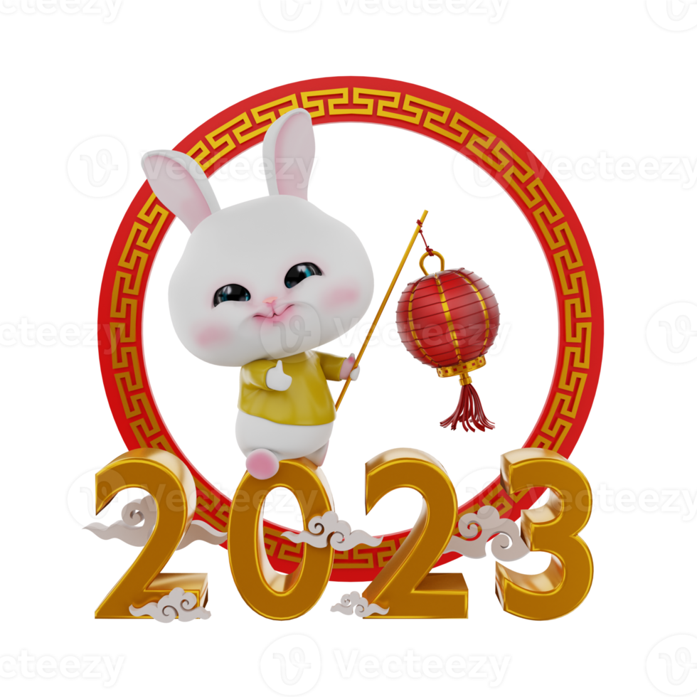 3d render Bunny chinese new year png