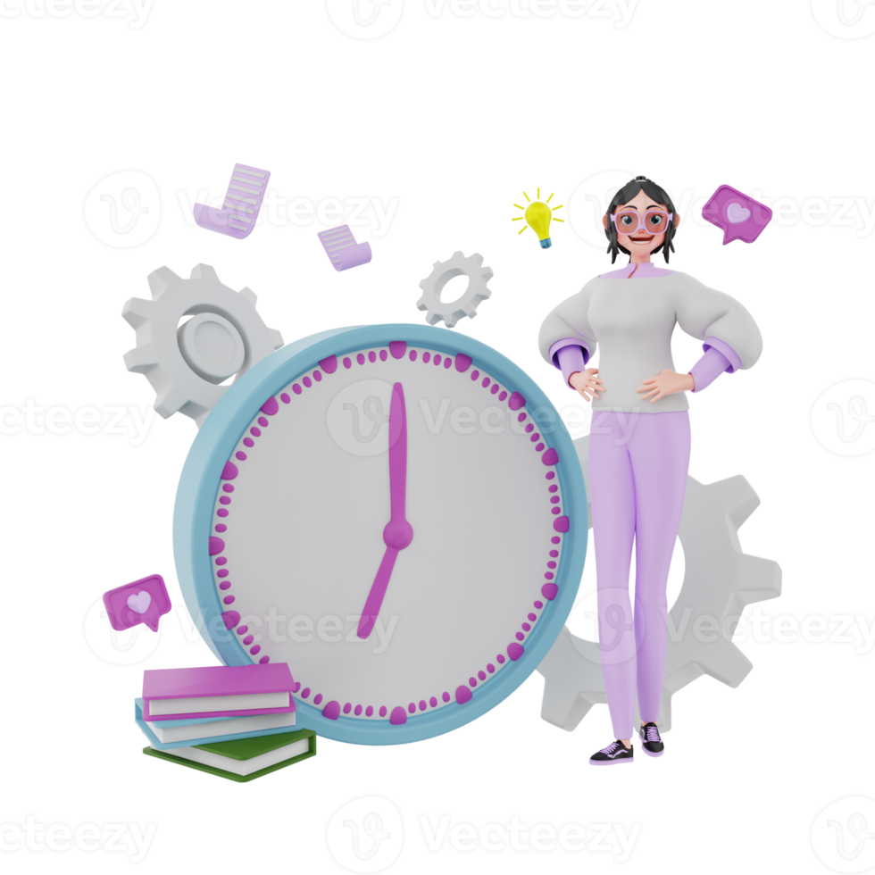 3d render Time Management illustration png
