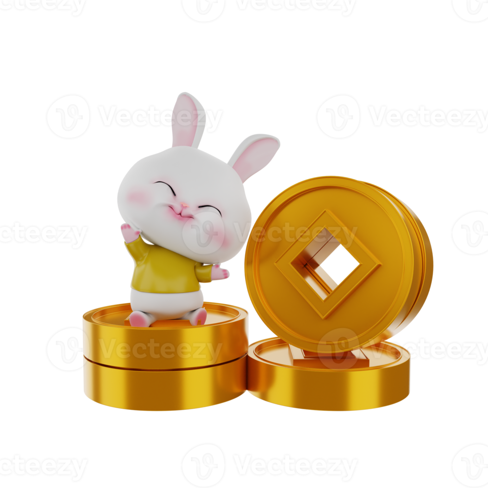 3d render Bunny chinese new year png