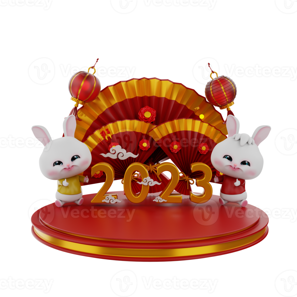 3d render Bunny chinese new year png