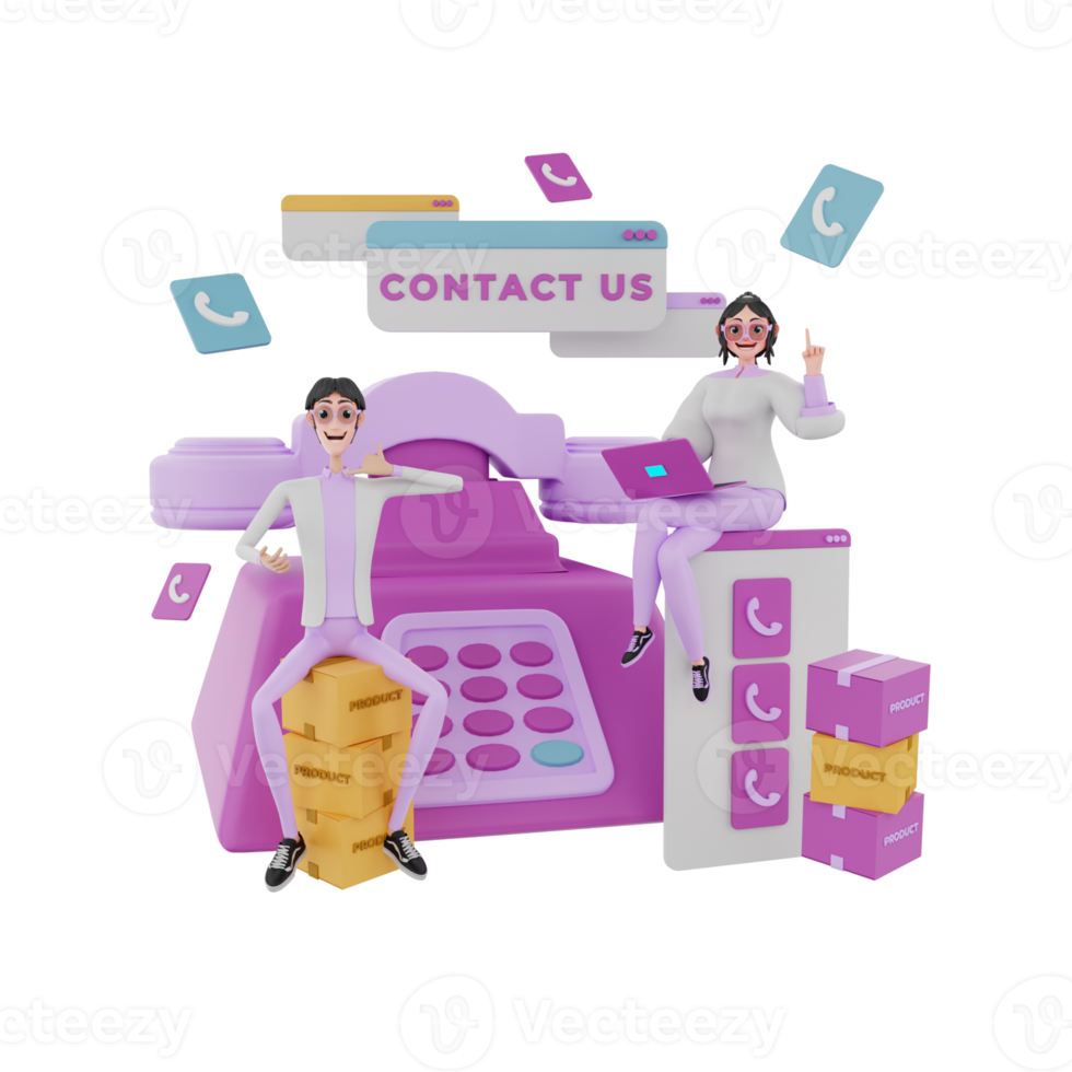 3d render marketing team illustration png