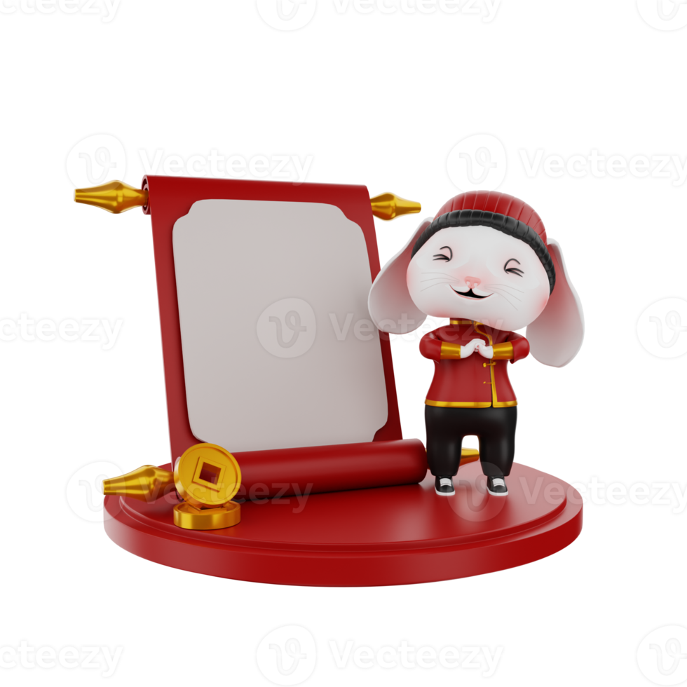 3d render Bunny chinese new year png