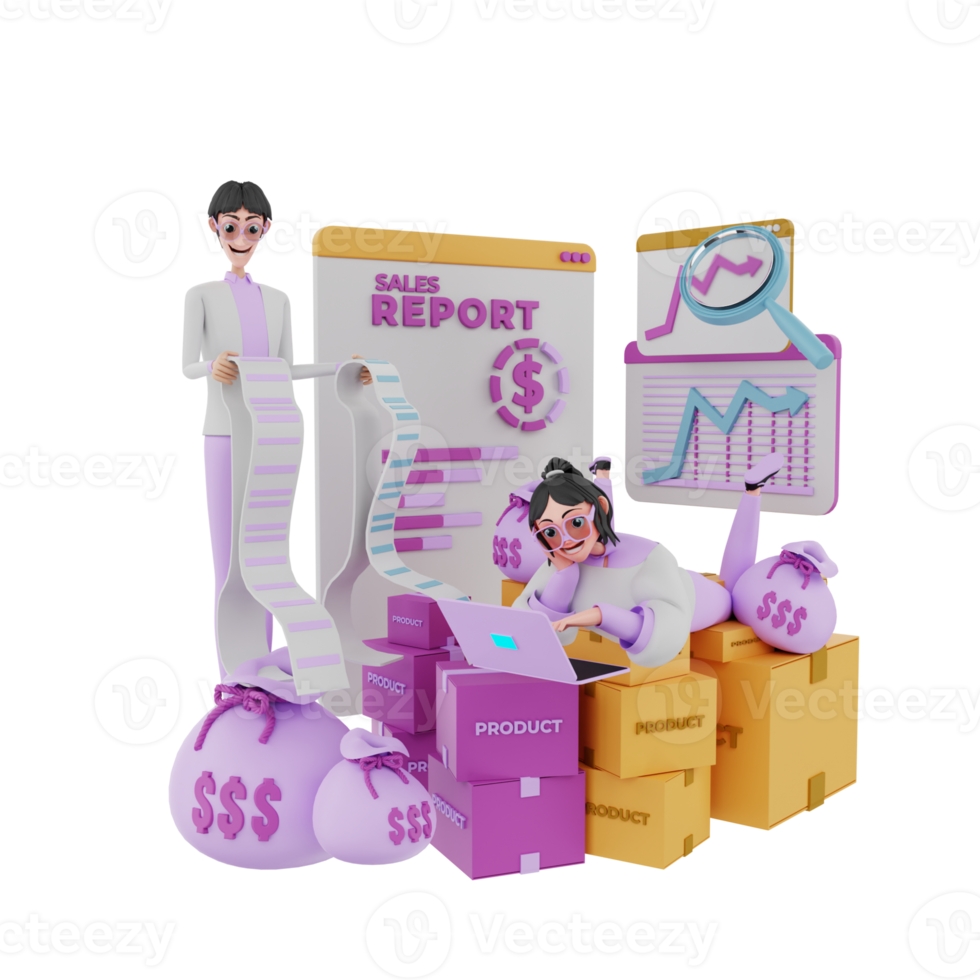 3d render marketing team illustration png