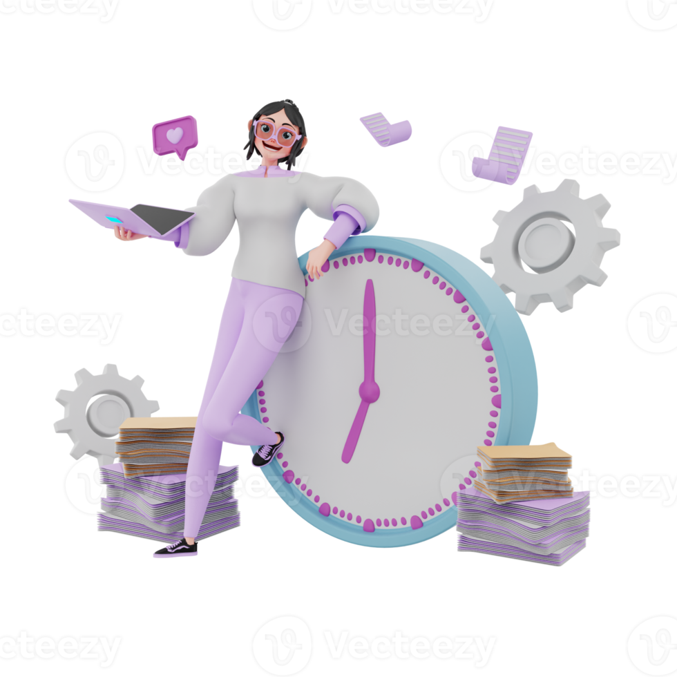 3d render Time Management illustration png