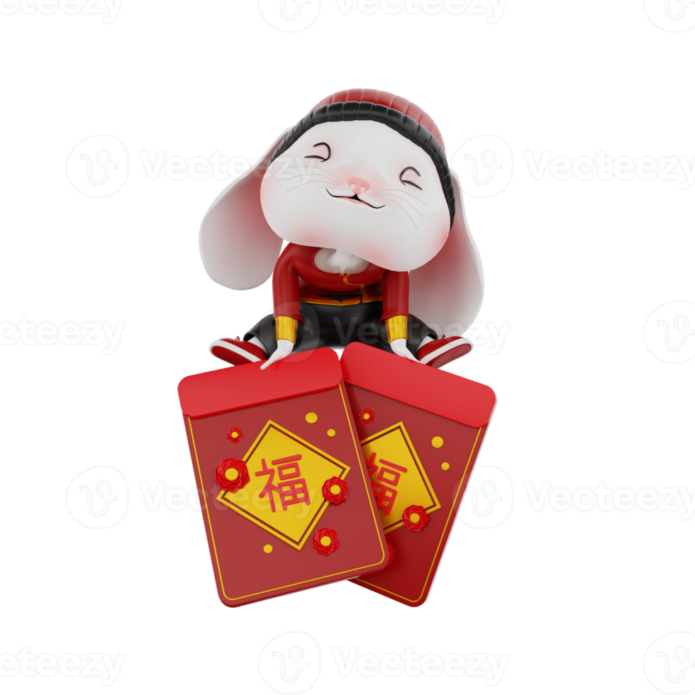 3d render Bunny chinese new year png