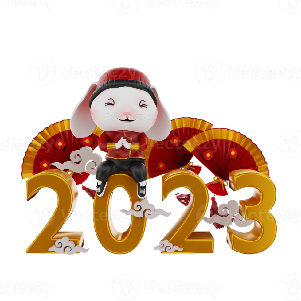 3d render Bunny chinese new year png