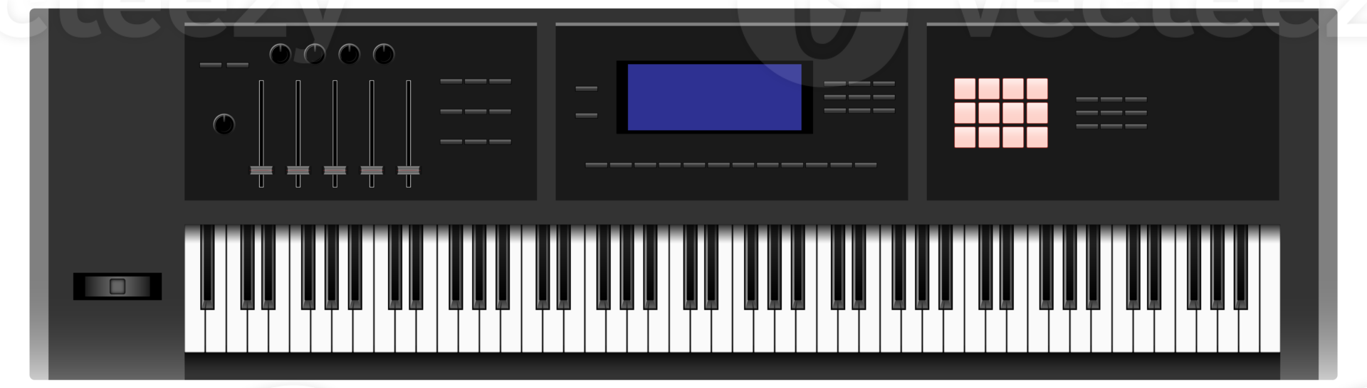 Top view of synthesizer keyboard png