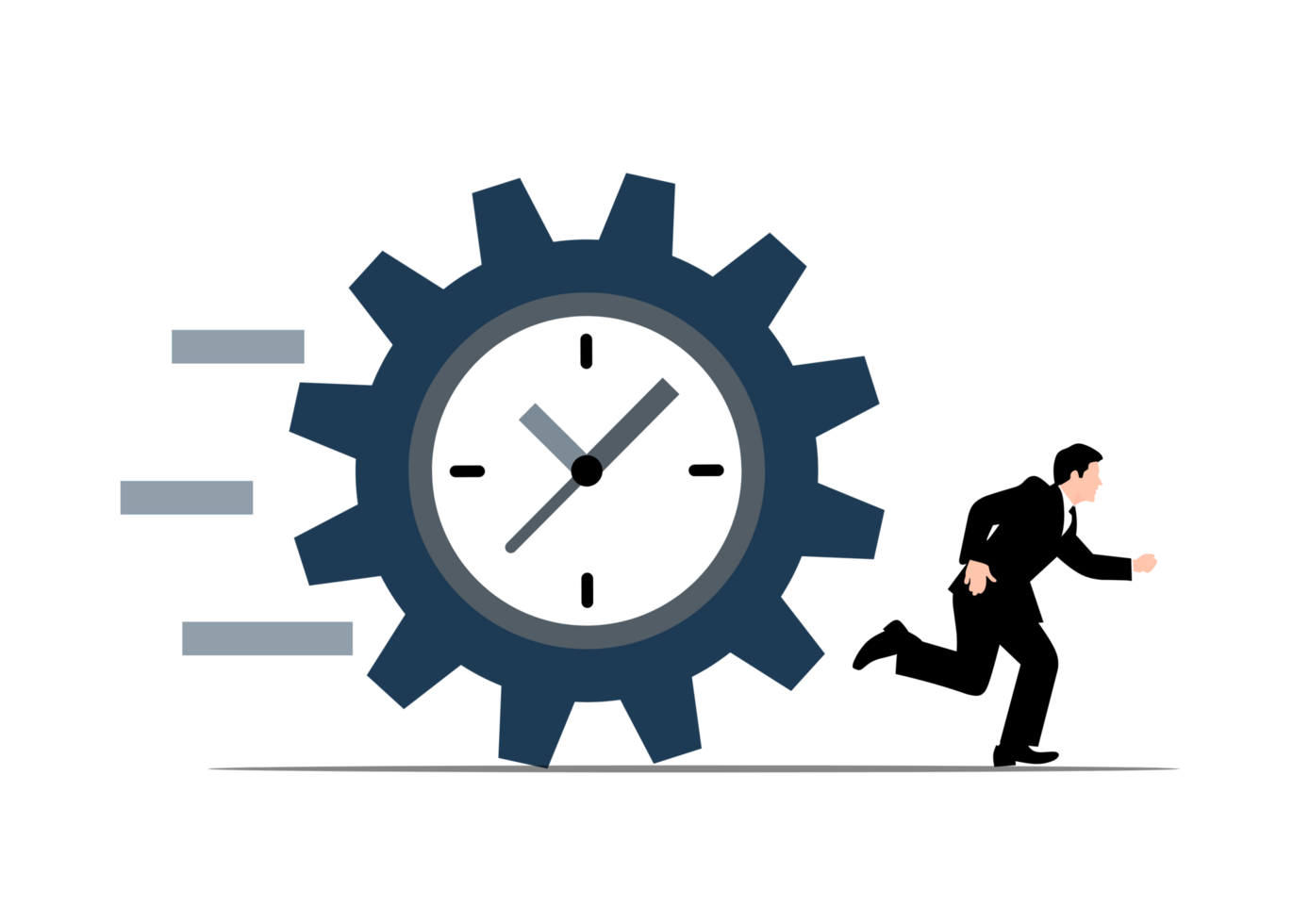 Man running from cogwheel clock 18107419 PNG