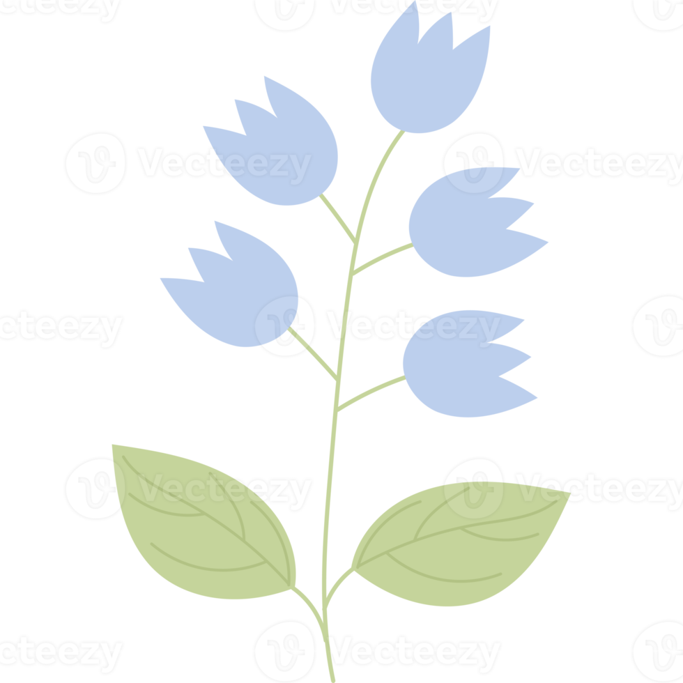 campanillas de flor azul con hojas png