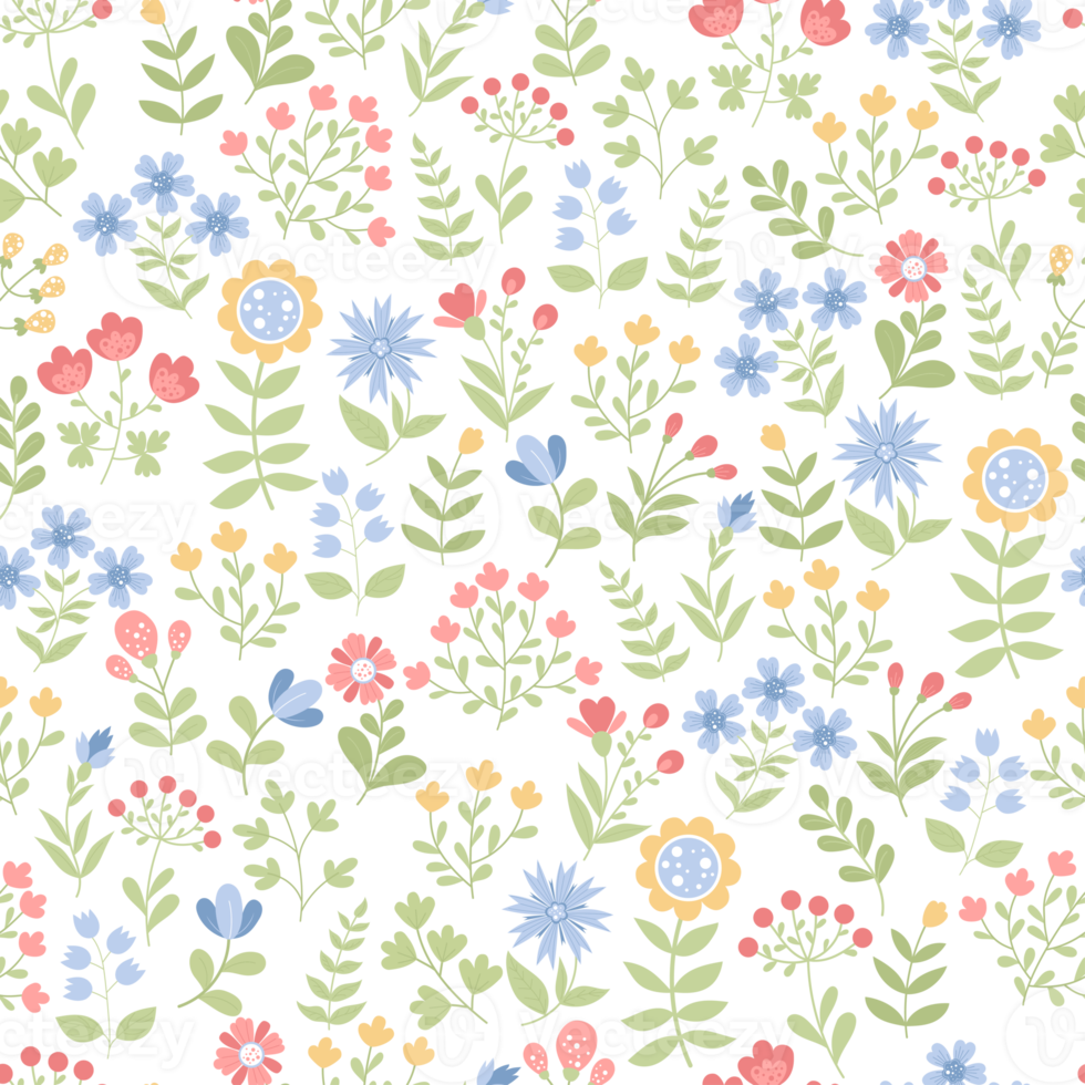 Decorative flowers. seamless pattern png