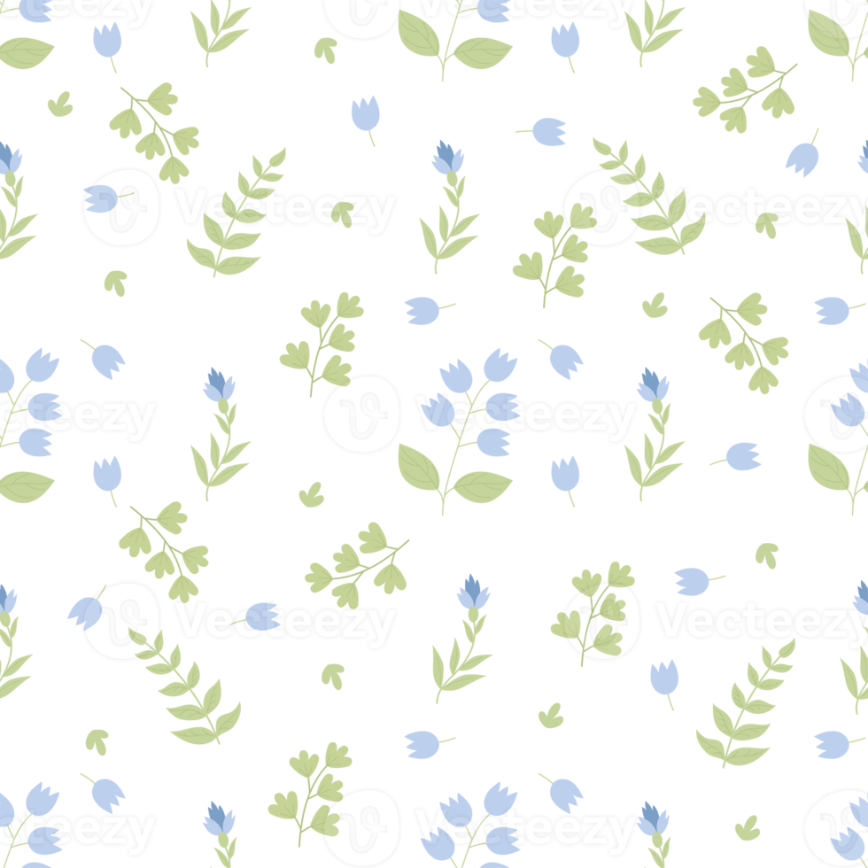 Floral seamless pattern. Blue  flowers png