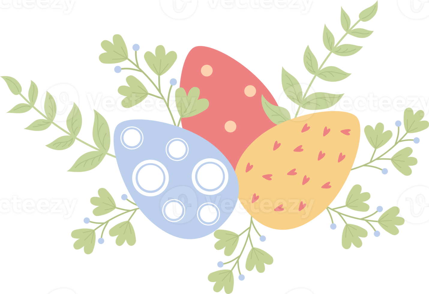Easter eggs with leaves png