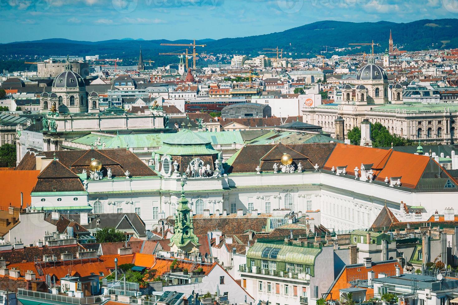 View from St. Stephen's Cathedral over Stephansplatz square in Vienna, capital of Austria on sunny day photo