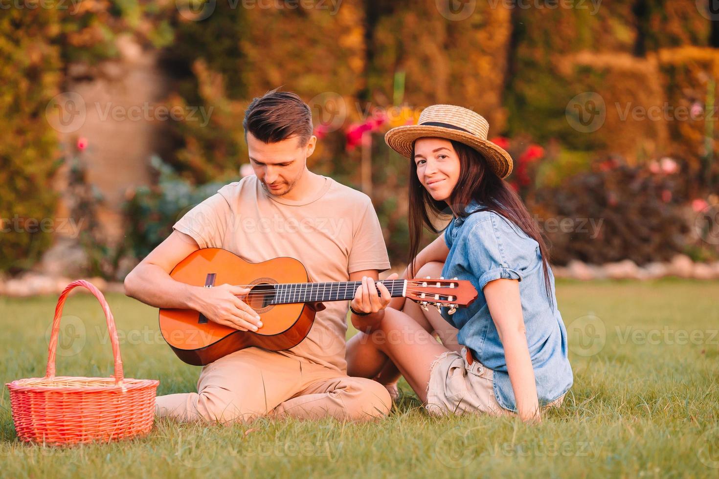 Young couple tourist enjoying on summer vacation photo