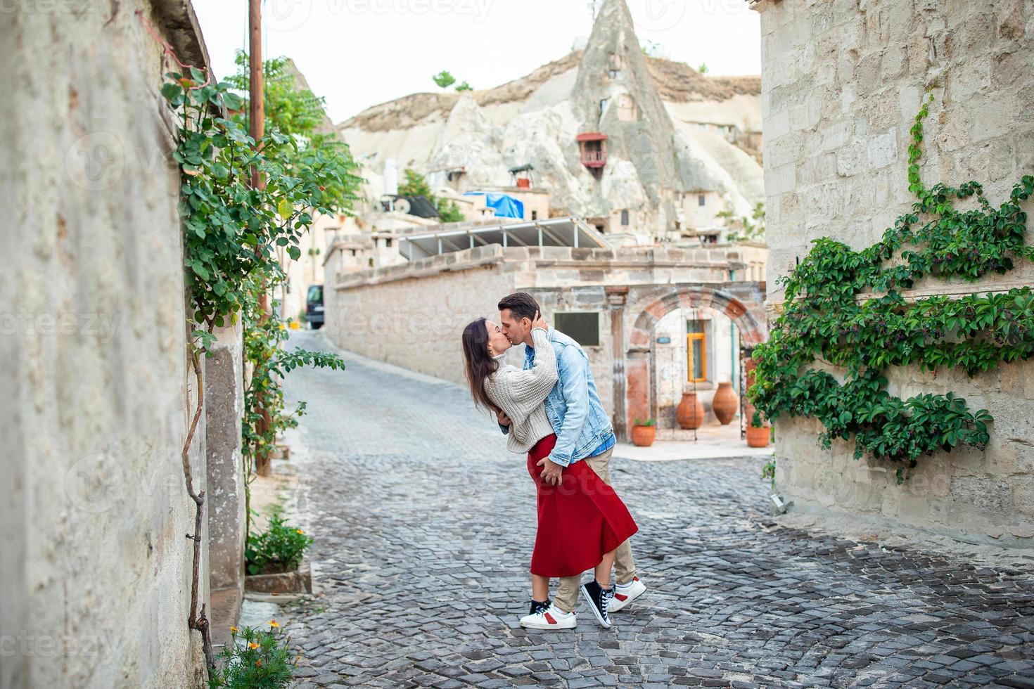 Happy couple on summer vacation in famous place in Turkey photo