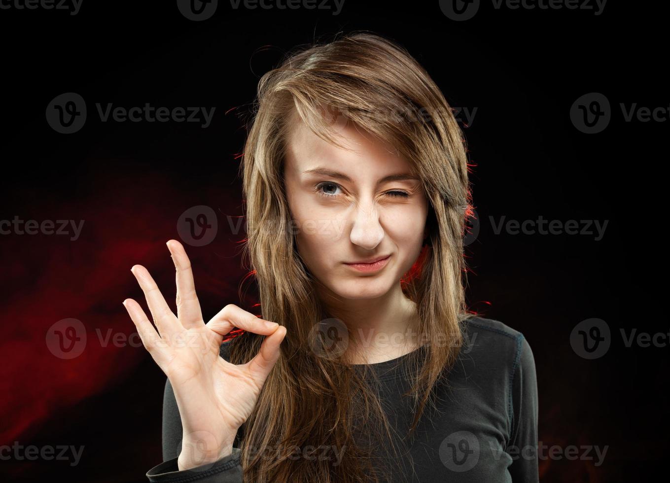 Portrait of a young emotional woman photo