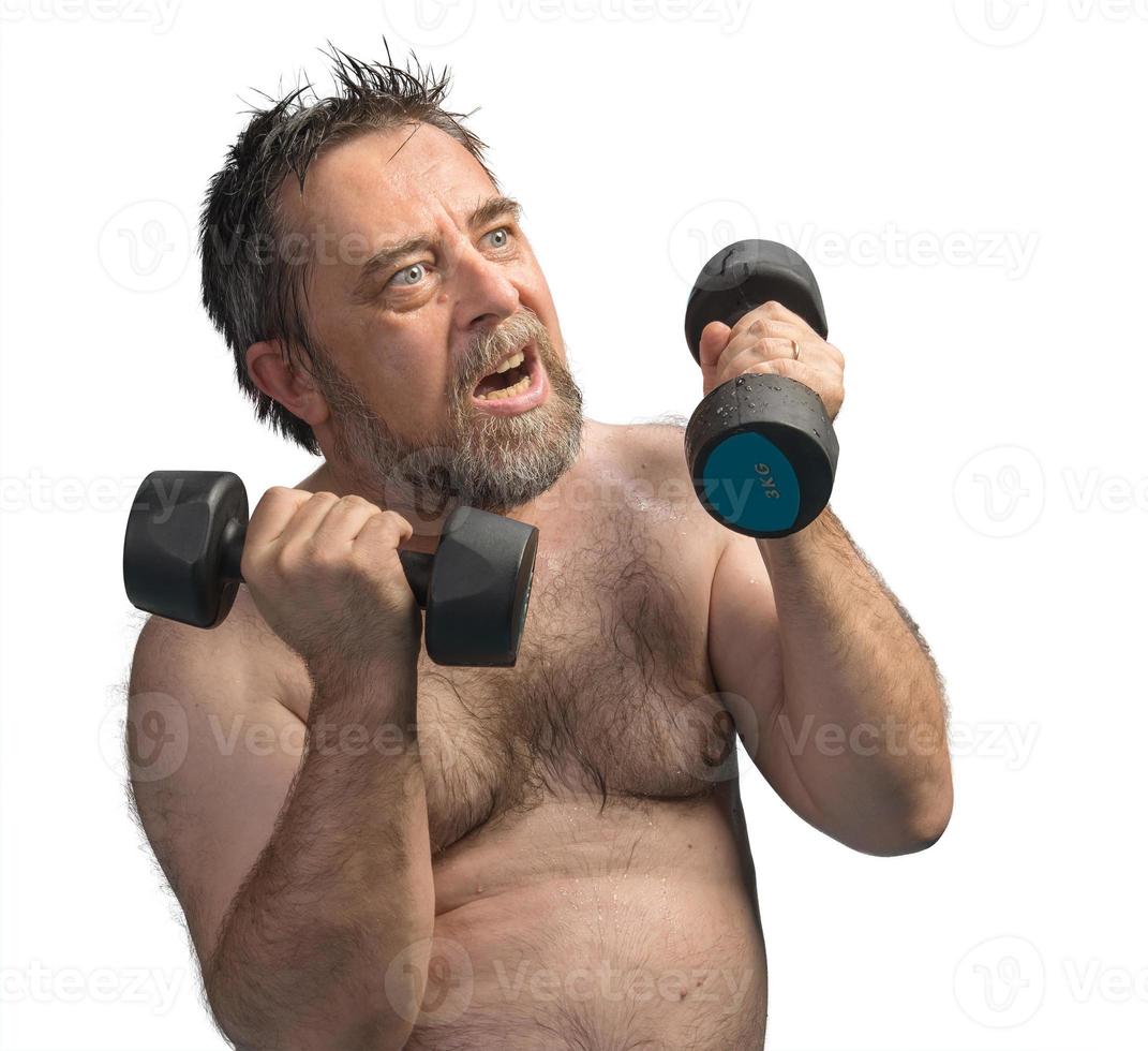 man exercising with dumbbells photo