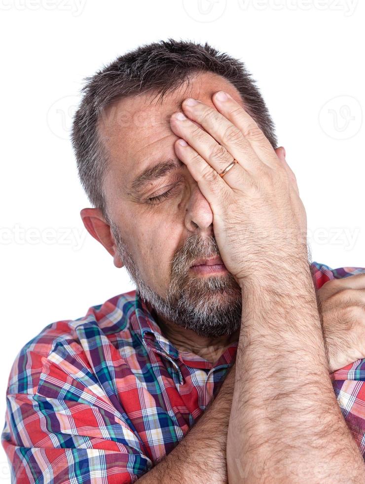 Middle age man suffering from a headache photo
