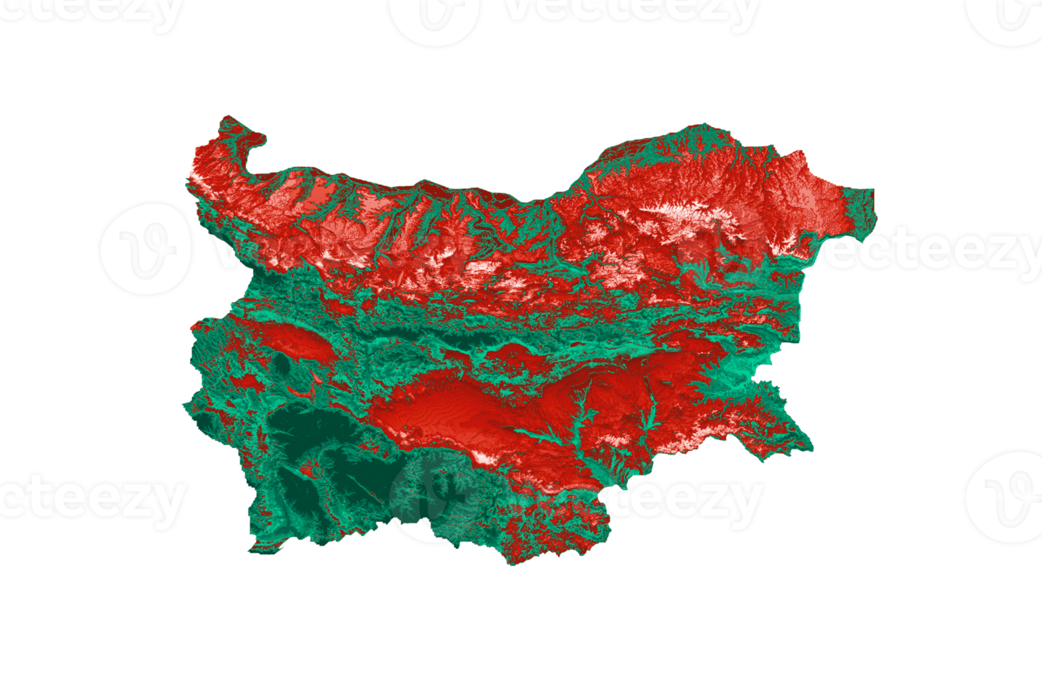 bulgarije kaart met de vlag kleuren rood en groen schaduwrijk Verlichting kaart 3d illustratie png