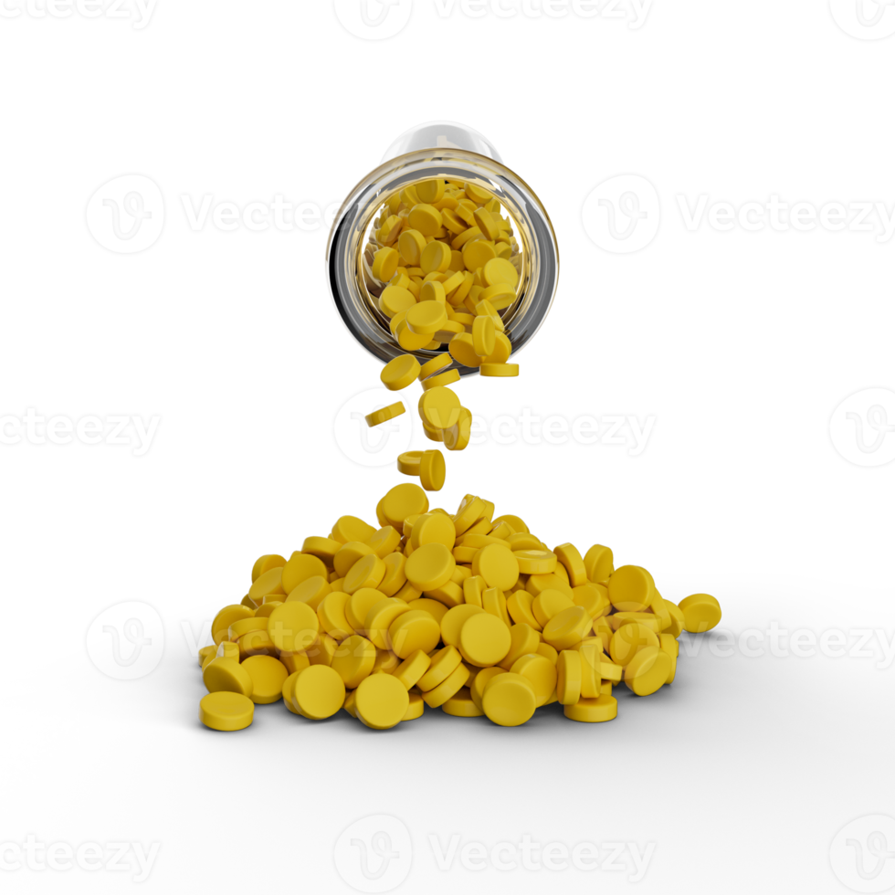 Plastic raw materials in granules for industry Yellow Polymer 3d illustration png