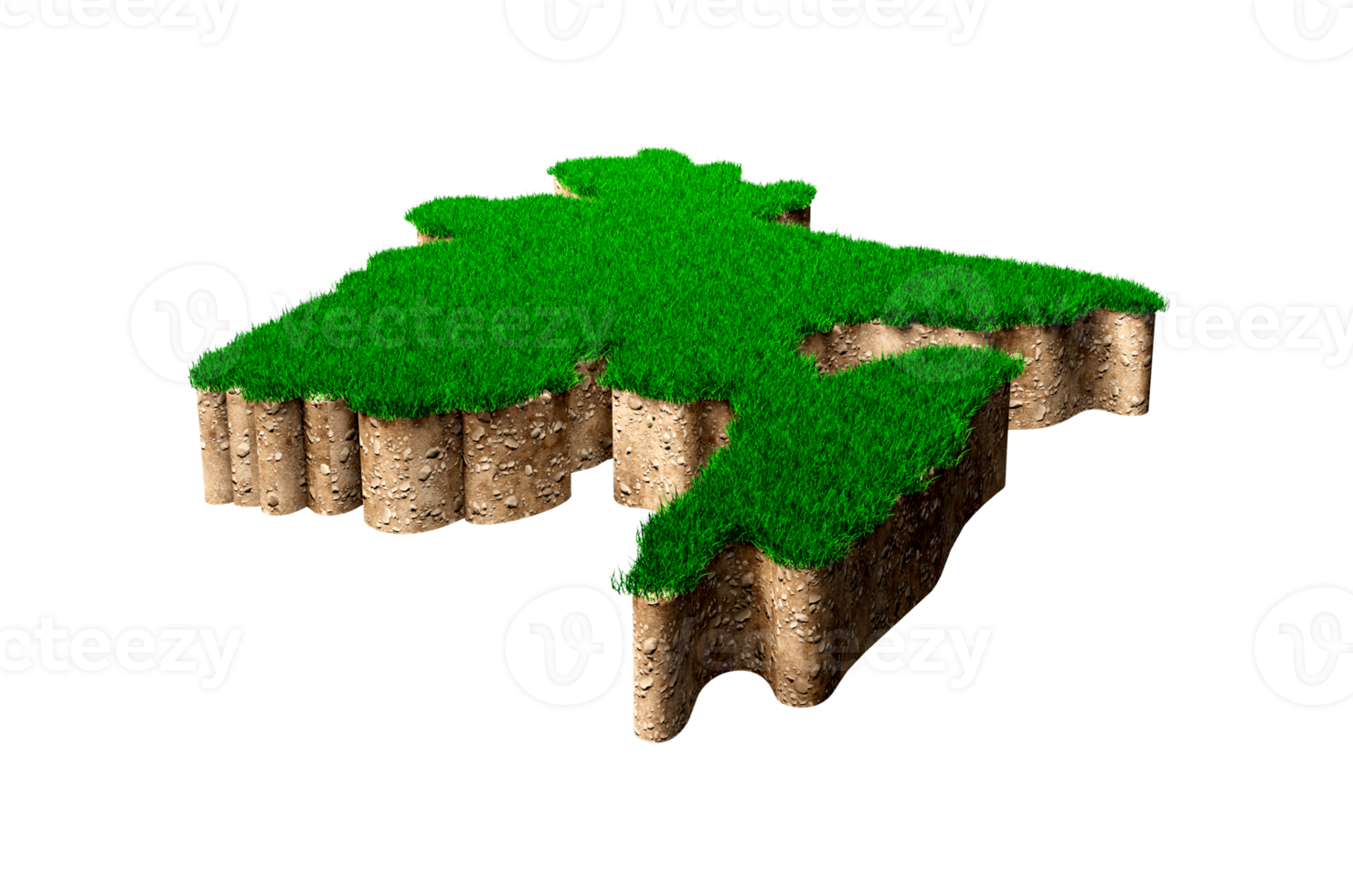 bangladesh mapa suelo tierra geología sección transversal con hierba verde y roca suelo textura 3d ilustración png