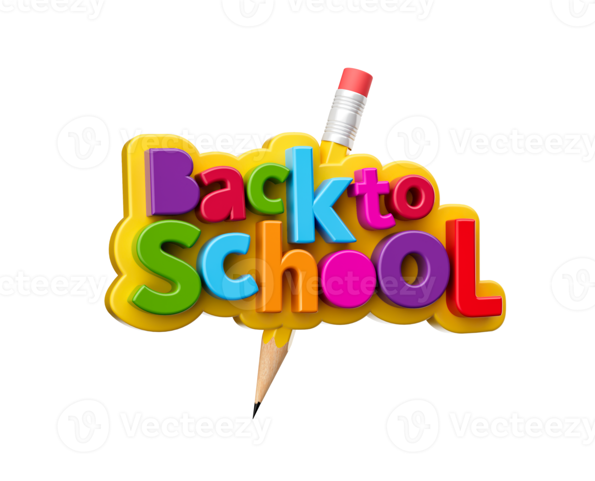 Back to school poster, banner design template. 3d illustration of Yellow pencil Education modern png