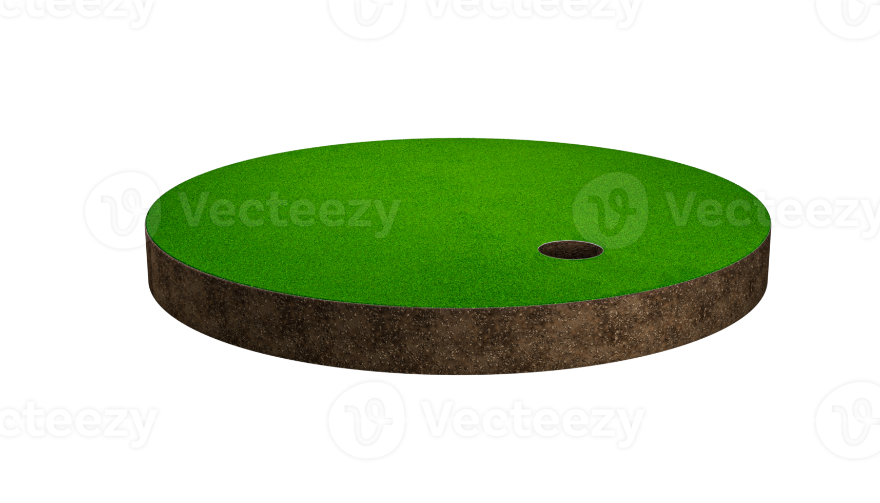 3d golf field on green grass island Elite sport banner Cross section 3d illustration png