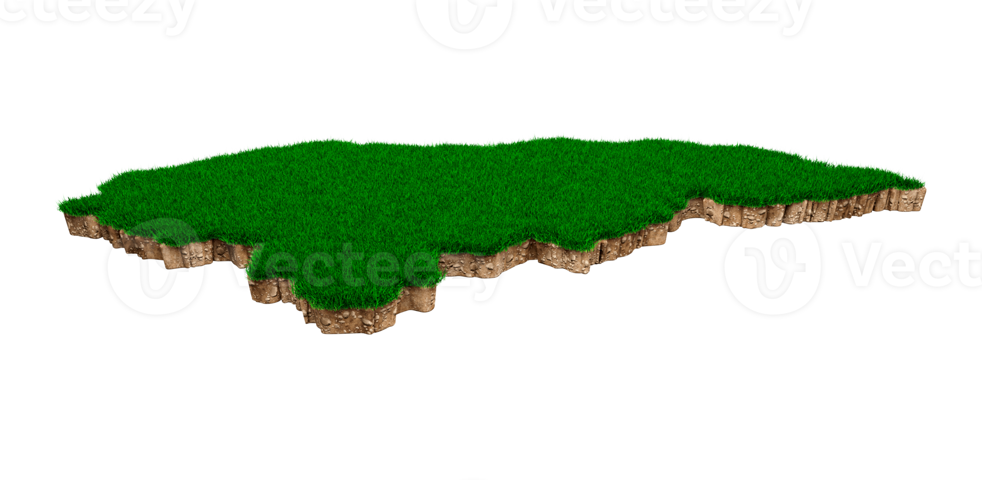honduras karte boden land geologie querschnitt mit grünem gras und felsen bodentextur 3d illustration png