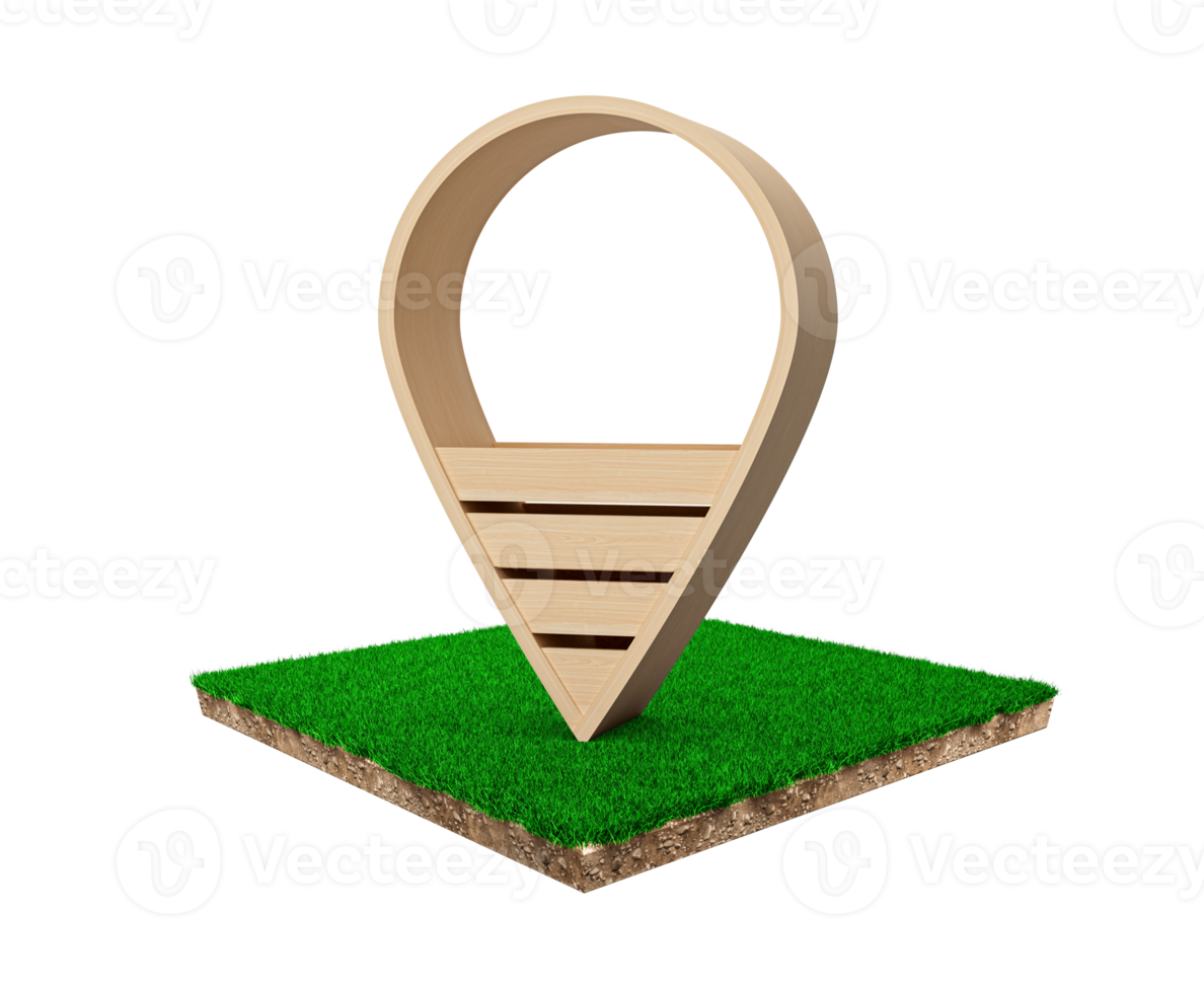 Location pin Icon on Grass patch 3d illustration Grocery Store symbol png