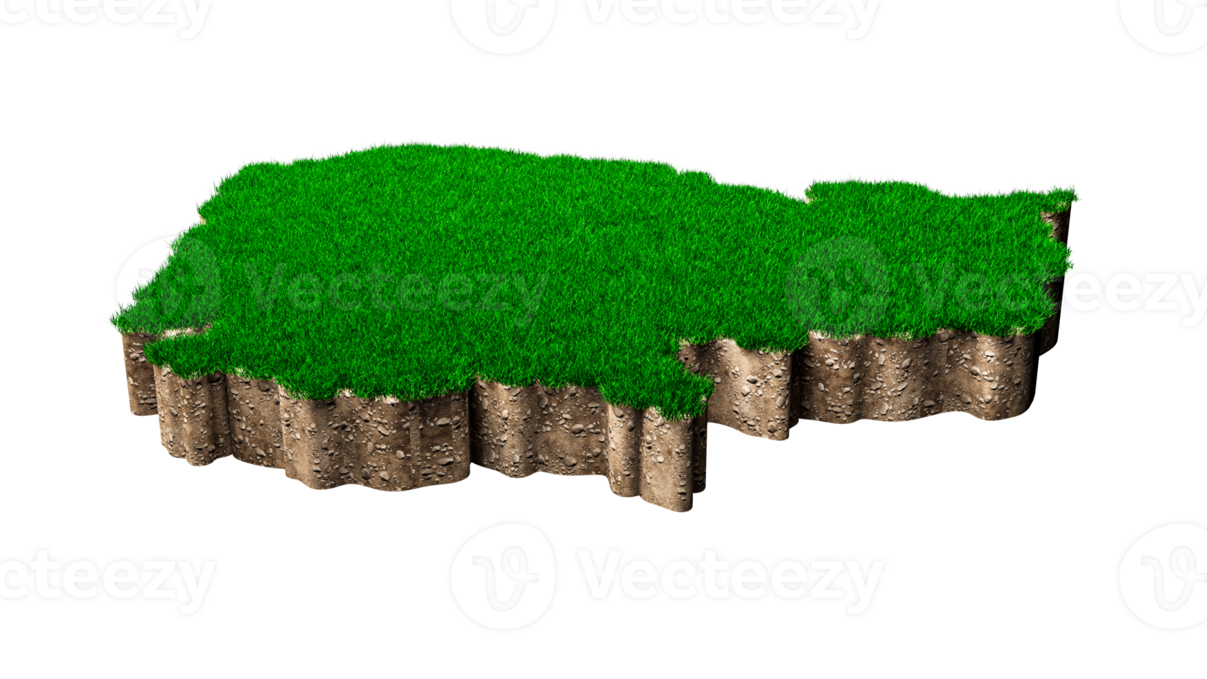 Kambodja karta jord mark geologi tvärsnitt med grönt gräs och sten marken textur 3d illustration png