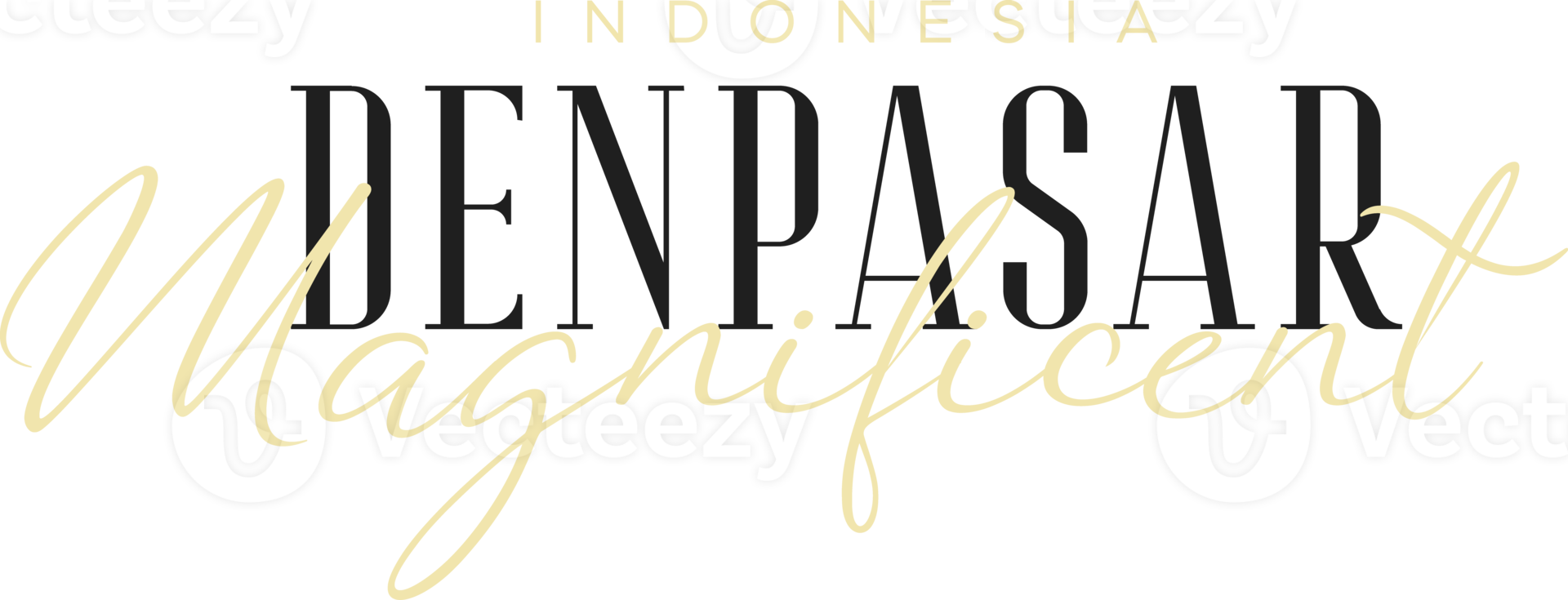 Denpasar Magnificent Wonderfull Indonesia Lettering for greeting card, great design for any purposes. Typography poster png