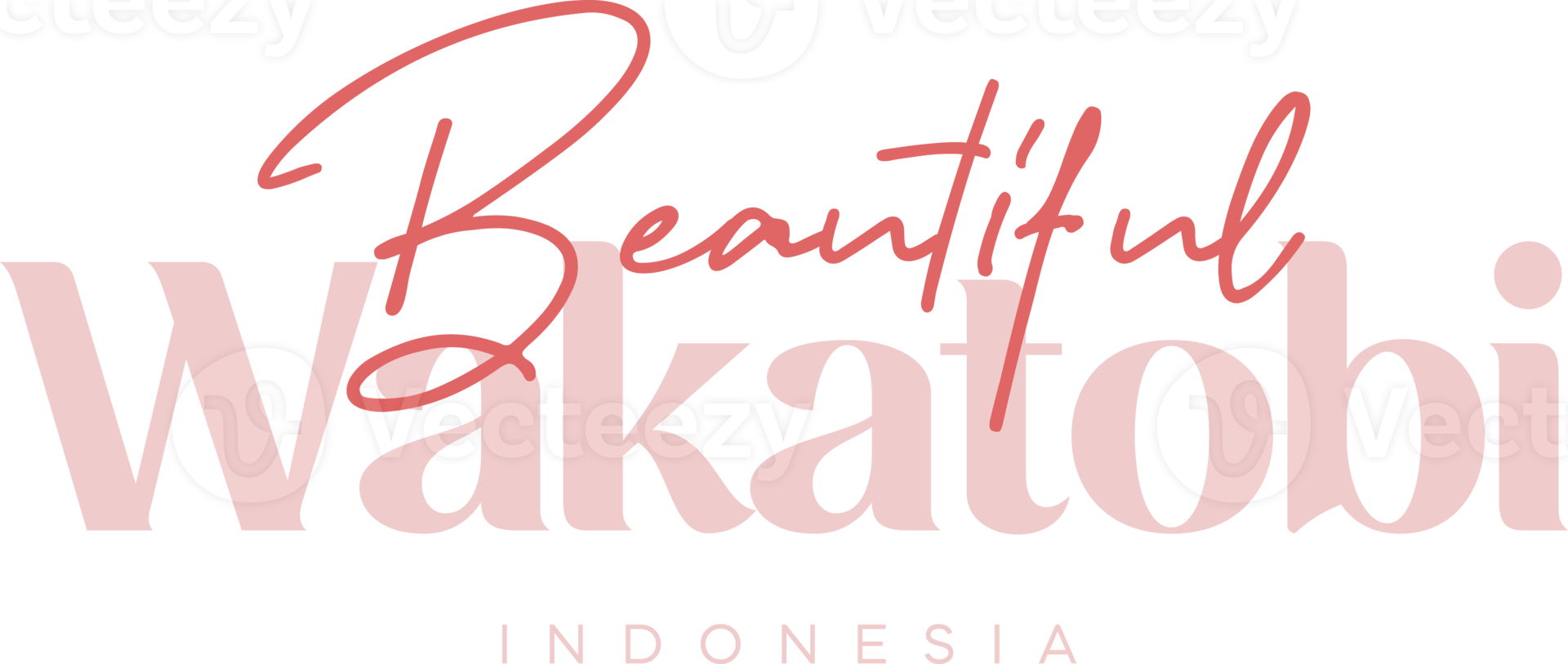 Wakatobi Wonderful Indonesia Lettering for greeting card, great design for any purposes. Typography poster png