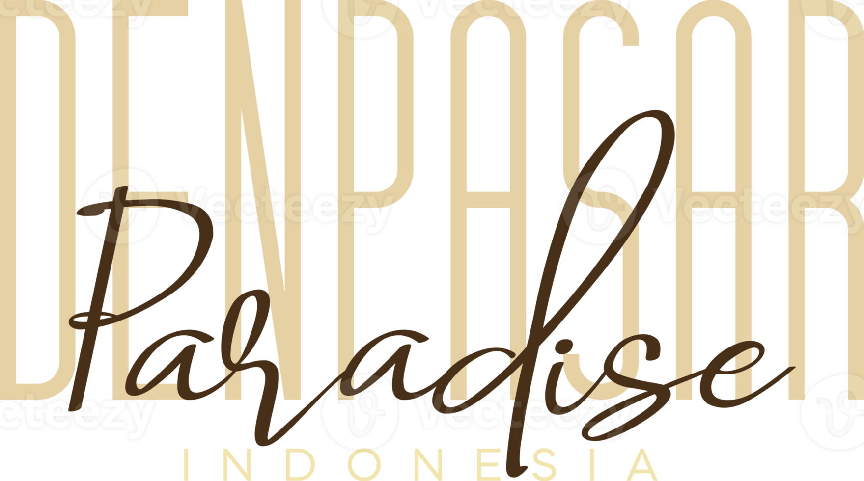 Denpasar paradise Wonderful Indonesia Lettering for greeting card, great design for any purposes. Typography poster png