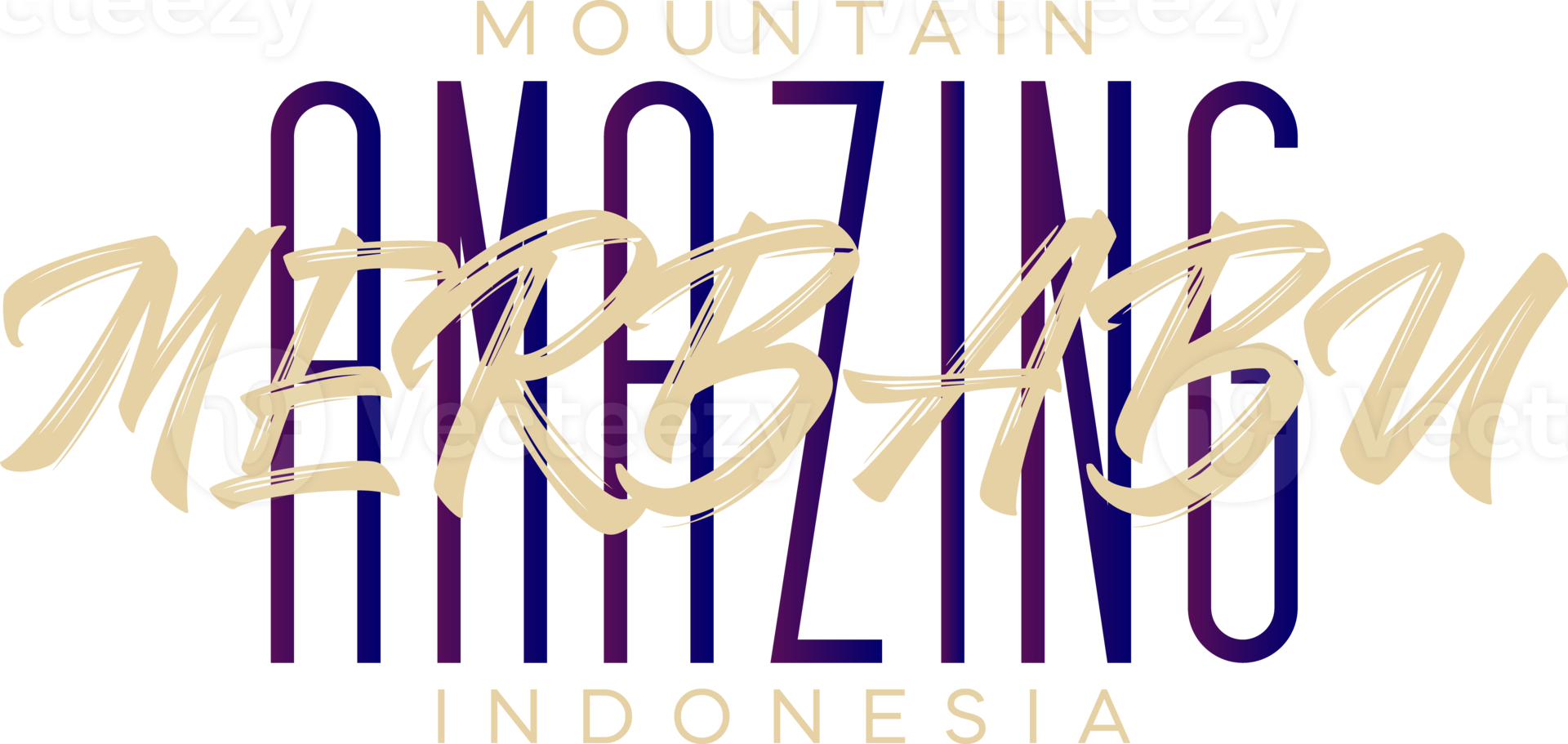 lettrage de montagne merbabu indonésie pour carte de voeux, superbe design à toutes fins. affiche de typographie 2 png