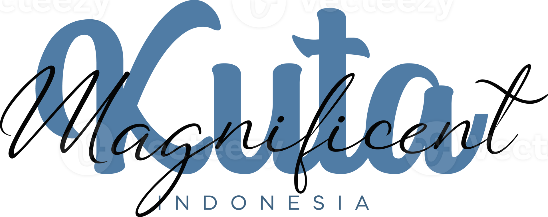 kuta Wonderful Indonesia Lettering for greeting card, great design for any purposes. Typography poster templates png