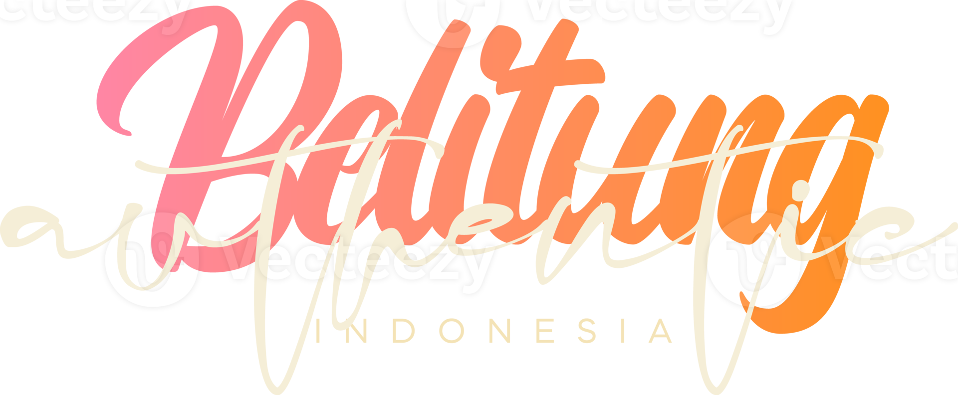 Belitung Wonderful Indonesia Lettering for greeting card, great design for any purposes. Typography poster templates png