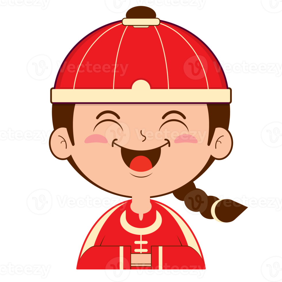 niño chino cara feliz dibujos animados lindo png